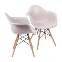 Kit 2 Cadeiras Boxbit Dkr Eames Base Em Madeira Fendi