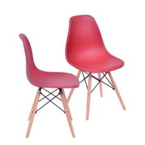 Kit 2 Cadeiras Boxbit Dkr Eames Base Em Madeira Telha