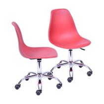 Kit 2 Cadeiras Boxbit Dkr Eames Base Em Rodízio Telha