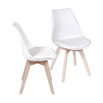 Kit 2 Cadeiras Boxbit Joly Saarinen Base Em Madeira Branca Kit 2 Cadeiras Boxbit Joly Saarinen Base Em Madeira Branca