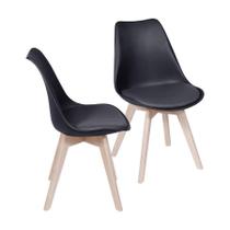 Kit 2 Cadeiras Boxbit Joly Saarinen Base Em Madeira Preta