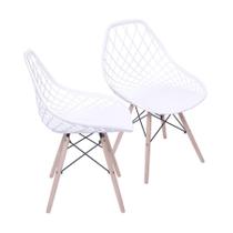 Kit 2 Cadeiras Boxbit Kaila Base Em Madeira Branca