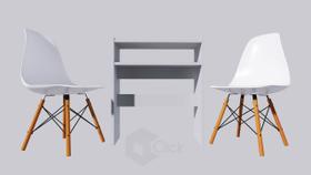 Kit 2 Cadeiras Branca Eames Eiffel + Manicure De Mesa Branca - AJB STORE
