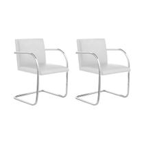 Kit 2 Cadeiras Brno Couro Natural Branco Tubular Cromada Kit 2 Cadeiras Brno Couro Natural Branco Tubular Cromada