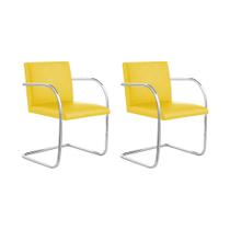 Kit 2 Cadeiras Brno para Escritório material sintético Amarelo Tubular Cromada Kit 2 Cadeiras Brno para Escritório material sintético Amarelo Tubular Cromada