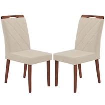 Kit 2 Cadeiras California em Linho Estofadas Minas Plac Cor Bege