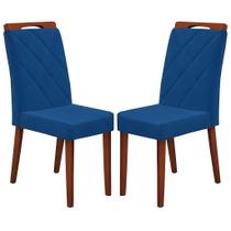Kit 2 Cadeiras California em Veludo Estofadas Minas Plac Cor Azul