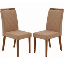 Kit 2 Cadeiras California em Veludo Estofadas Minas Plac Cor Capuccino