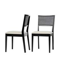 Kit 2 Cadeiras Cannes com Encosto em Tela e Estofada - Preto/Bege Kit 2 Cadeiras Cannes com Encosto em Tela e Estofada - Preto/Bege