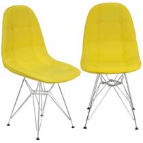 Kit 2 Cadeiras Charles Eames Botonê Eiffel Base Metal Cromado