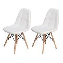 Kit 2 Cadeiras Charles Eames Botonê Eiffel Estofada Branco Branca - Magazine Roma