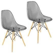 Kit 2 Cadeiras Charles Eames Cristal Eiffel Wood Designer Transparente