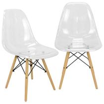 Kit 2 Cadeiras Charles Eames Cristal Eiffel Wood Designer Transparente - Magazine Roma