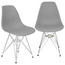 Kit 2 Cadeiras Charles Eames Eiffel Base Metal Cromado