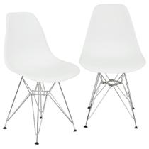 Kit 2 Cadeiras Charles Eames Eiffel Base Metal Cromado