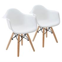 Kit 2 Cadeiras Charles Eames Eiffel Design Wood Com Braços - Branca Branco