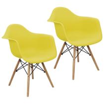 Kit 2 Cadeiras Charles Eames Eiffel Design Wood Com Braços