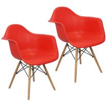 Kit 2 Cadeiras Charles Eames Eiffel Design Wood Com Braços