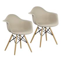 Kit 2 Cadeiras Charles Eames Eiffel Design Wood Com Braços