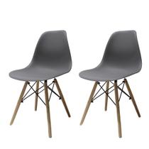 Kit 2 Cadeiras Charles Eames Eiffel Fendi Base Madeira