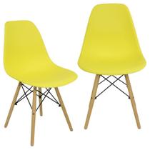Kit 2 Cadeiras Charles Eames Eiffel Wood Design - Amarela