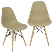 Kit 2 Cadeiras Charles Eames Eiffel Wood Design - Bege