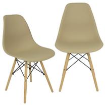 Kit 2 Cadeiras Charles Eames Eiffel Wood Design - Bege - Magazine Roma