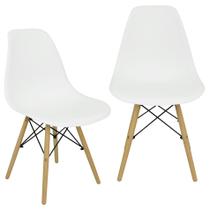 Kit 2 Cadeiras Charles Eames Eiffel Wood Design - Branca
