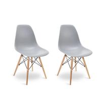 Kit 2 Cadeiras Charles Eames Eiffel Wood Design Jantar Cinza