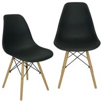 Kit 2 Cadeiras Charles Eames Eiffel Wood Design - Preta Kit 2 Cadeiras Charles Eames Eiffel Wood Design - Preta