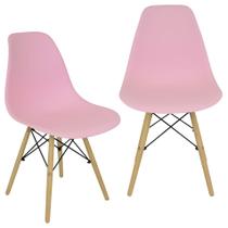 Kit 2 Cadeiras Charles Eames Eiffel Wood Design - Rosa