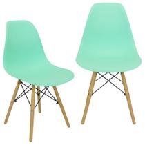 Kit 2 Cadeiras Charles Eames Eiffel Wood Design - Verde Claro - Magazine Roma