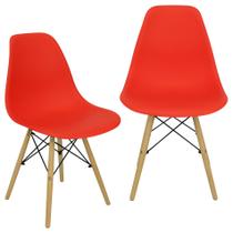 Kit 2 Cadeiras Charles Eames Eiffel Wood Design - Vermelha - Magazine Roma