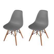 Kit 2 Cadeiras Charles Eames Fixas Pés em Madeira Anima
