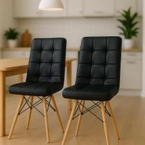 Kit 2 Cadeiras Charles Eames Gomos Preta