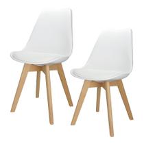 Kit 2 Cadeiras Charles Eames Leda Luisa Saarinen Design Wood Estofada Base Madeira - Branca - Magazine Roma