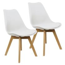 Kit 2 Cadeiras Charles Eames Leda Luisa Saarinen Design Wood Estofada Base Madeira - Branco Kit 2 Cadeiras Charles Eames Leda Luisa Saarinen Design Wood Estofada Base Madeira - Branco