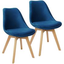 Kit 2 Cadeiras Charles Eames Leda Veludo Luisa Saarinen Estofada Base Madeira Kit 2 Cadeiras Charles Eames Leda Veludo Luisa Saarinen Estofada Base Madeira