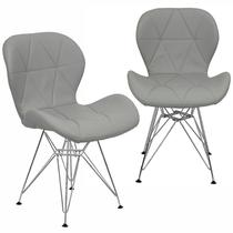 Kit 2 Cadeiras Charles Eames Slim Eiffel Base Metal Cromado Kit 2 Cadeiras Charles Eames Slim Eiffel Base Metal Cromado