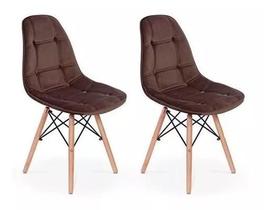 Kit 2 Cadeiras Charles Eames Velvet Estofada Veludo Varias cores