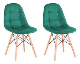 Kit 2 Cadeiras Charles Eames Velvet Estofada Veludo Varias cores