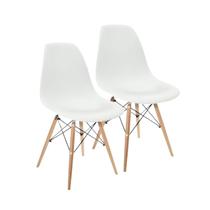 Kit 2 Cadeiras Charles Eames Wood Design Eiffel Branca