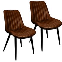 Kit 2 Cadeiras Chicago Poltrona Estofada Tainá Pu Vintage Retro Pés Preto Kit 2 Cadeiras Chicago Poltrona Estofada Tainá Pu Vintage Retro Pés Preto