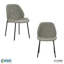 Kit 2 Cadeiras Clara Tecido Cinza ou Tecido Fendi com Base Off White- Rivatti Kit 2 Cadeiras Clara Tecido Cinza ou Tecido Fendi com Base Off White- Rivatti