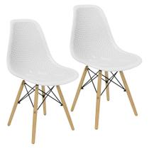 Kit 2 Cadeiras Colmeia Furadinha Heloisa Eloá Charles Eames Eiffel Base Madeira - Branca - Magazine Roma