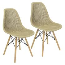 Kit 2 Cadeiras Colmeia Furadinha Heloisa Eloá Charles Eames Eiffel Base Madeira