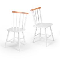 Kit 2 Cadeiras Colonial Clássica Rustica Madeira Maciça Branca/Mel