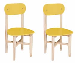 Kit 2 Cadeiras Colorê Infantil Assento e Encosto Amarelo Base em Madeira Maciça Pinus Kit 2 Cadeiras Colorê Infantil Assento e Encosto Amarelo Base em Madeira Maciça Pinus