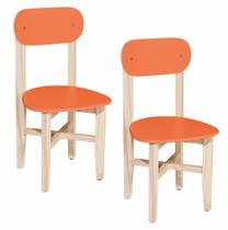 Kit 2 Cadeiras Colorê Infantil Assento e Encosto Laranja Base em Madeira Maciça Pinus Kit 2 Cadeiras Colorê Infantil Assento e Encosto Laranja Base em Madeira Maciça Pinus