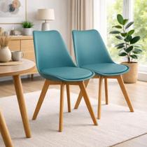 Kit 2 Cadeiras Coloridas De Jantar Com Assento Estofado Cozinha Airbnb Saarinen Wood Cores Variadas